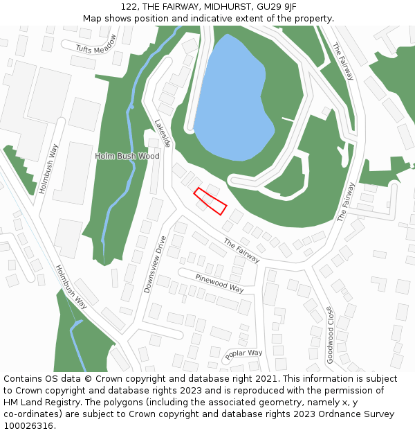 122, THE FAIRWAY, MIDHURST, GU29 9JF: Location map and indicative extent of plot