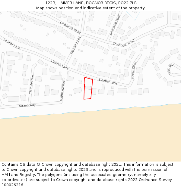 122B, LIMMER LANE, BOGNOR REGIS, PO22 7LR: Location map and indicative extent of plot