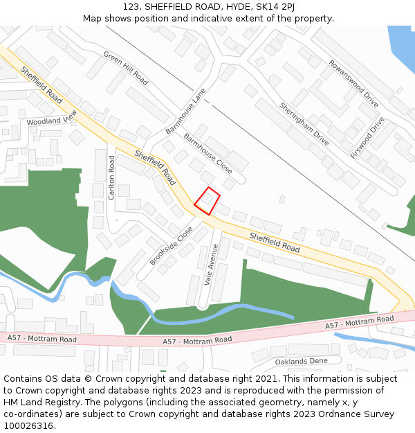 123, SHEFFIELD ROAD, HYDE, SK14 2PJ: Location map and indicative extent of plot