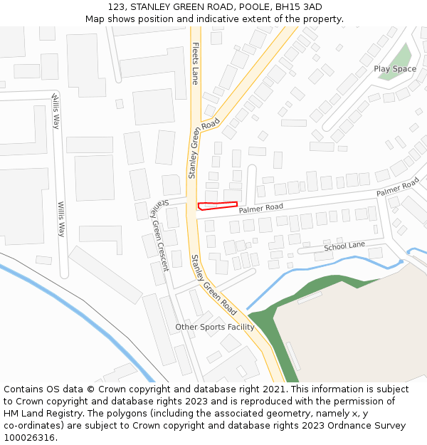123, STANLEY GREEN ROAD, POOLE, BH15 3AD: Location map and indicative extent of plot
