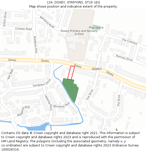 124, DOXEY, STAFFORD, ST16 1EG: Location map and indicative extent of plot