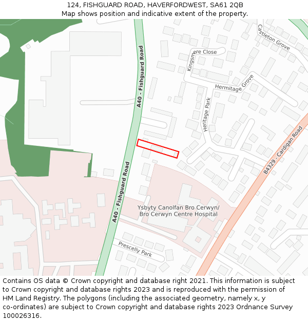 124, FISHGUARD ROAD, HAVERFORDWEST, SA61 2QB: Location map and indicative extent of plot