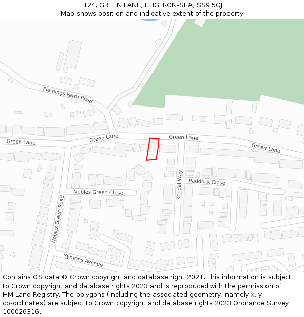 124, GREEN LANE, LEIGH-ON-SEA, SS9 5QJ: Location map and indicative extent of plot
