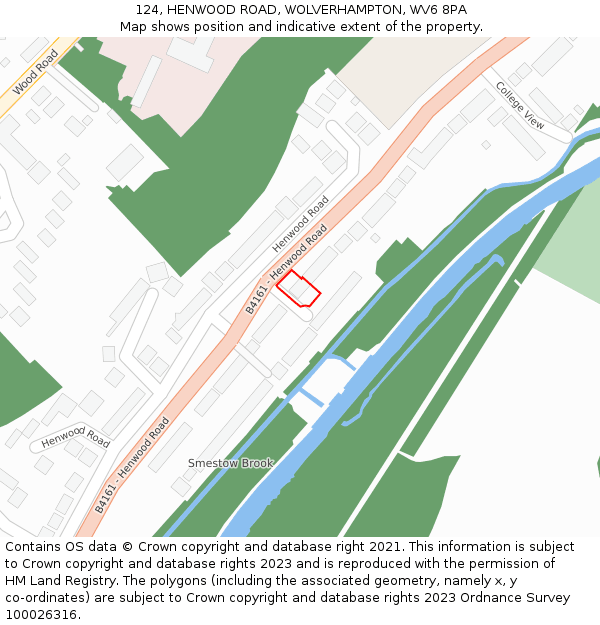 124, HENWOOD ROAD, WOLVERHAMPTON, WV6 8PA: Location map and indicative extent of plot