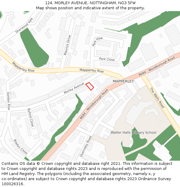 124, MORLEY AVENUE, NOTTINGHAM, NG3 5FW: Location map and indicative extent of plot