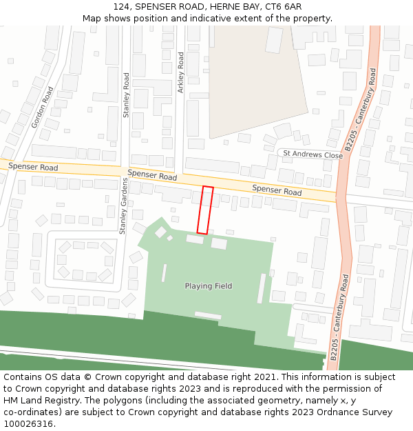 124, SPENSER ROAD, HERNE BAY, CT6 6AR: Location map and indicative extent of plot