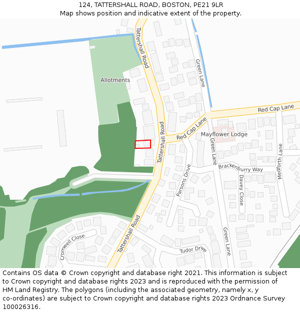 124, TATTERSHALL ROAD, BOSTON, PE21 9LR: Location map and indicative extent of plot