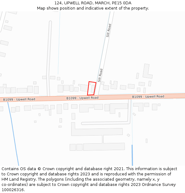 124, UPWELL ROAD, MARCH, PE15 0DA: Location map and indicative extent of plot