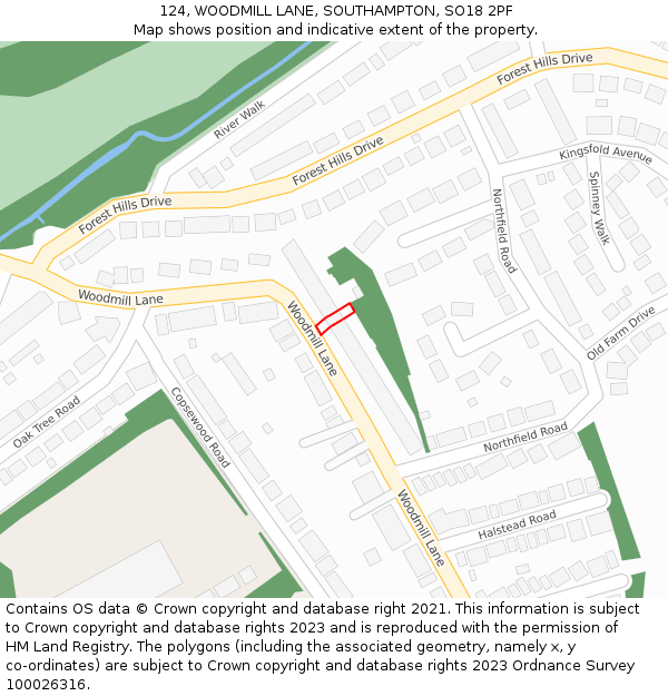 124, WOODMILL LANE, SOUTHAMPTON, SO18 2PF: Location map and indicative extent of plot