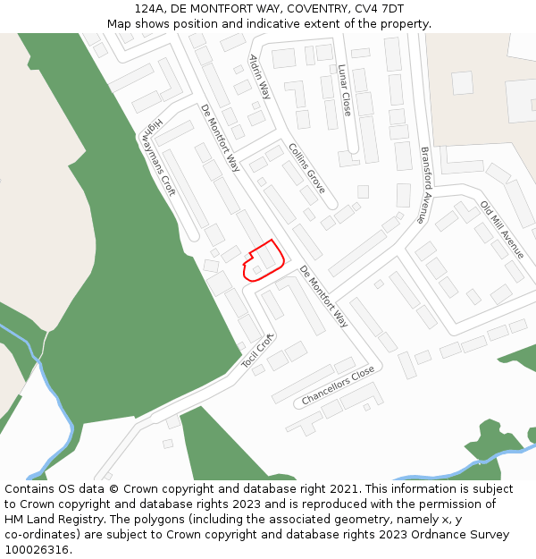 124A, DE MONTFORT WAY, COVENTRY, CV4 7DT: Location map and indicative extent of plot