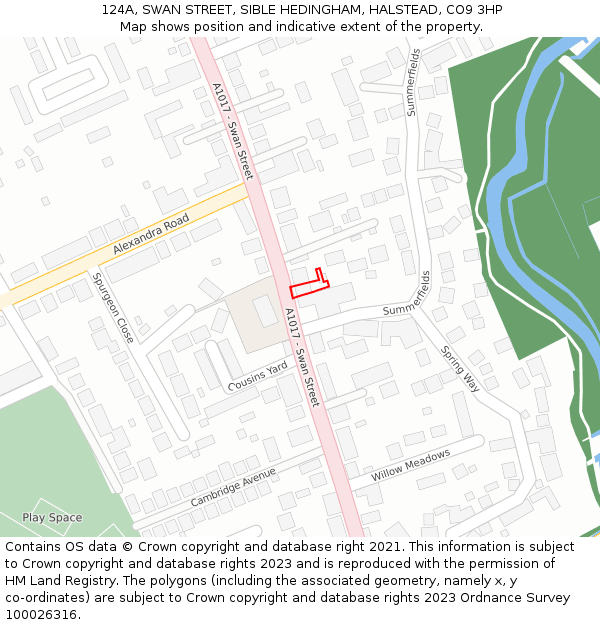 124A, SWAN STREET, SIBLE HEDINGHAM, HALSTEAD, CO9 3HP: Location map and indicative extent of plot