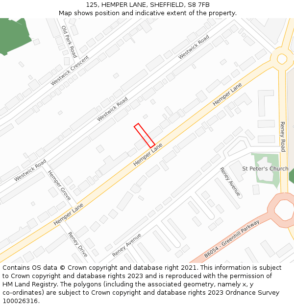 125, HEMPER LANE, SHEFFIELD, S8 7FB: Location map and indicative extent of plot