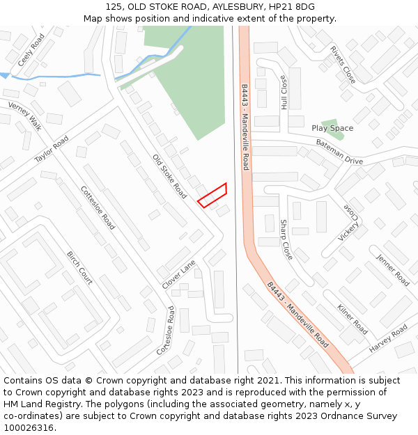 125, OLD STOKE ROAD, AYLESBURY, HP21 8DG: Location map and indicative extent of plot