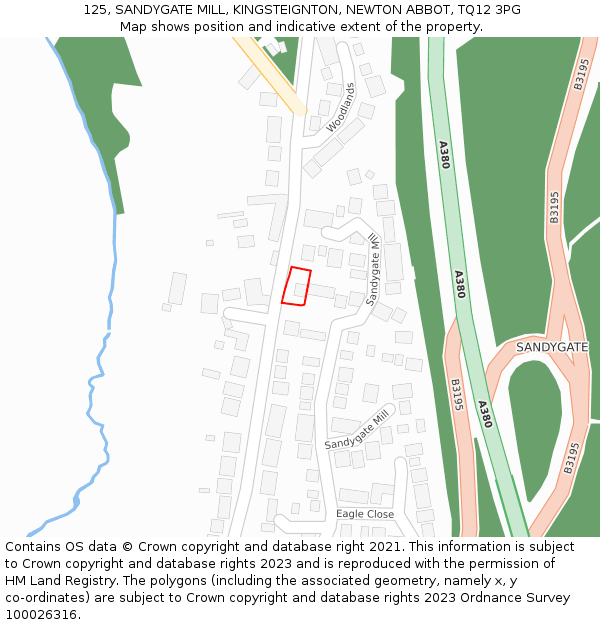 125, SANDYGATE MILL, KINGSTEIGNTON, NEWTON ABBOT, TQ12 3PG: Location map and indicative extent of plot