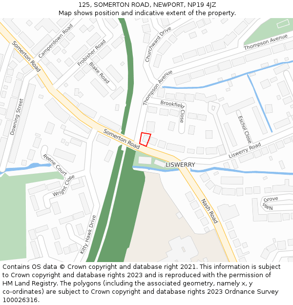 125, SOMERTON ROAD, NEWPORT, NP19 4JZ: Location map and indicative extent of plot