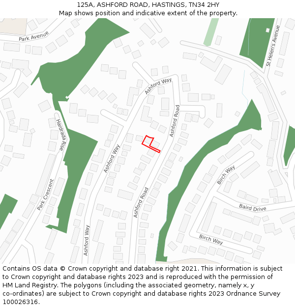 125A, ASHFORD ROAD, HASTINGS, TN34 2HY: Location map and indicative extent of plot