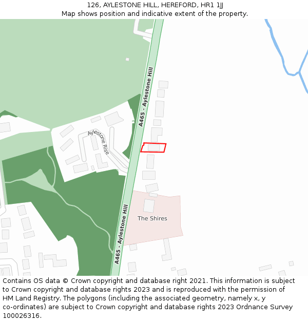 126, AYLESTONE HILL, HEREFORD, HR1 1JJ: Location map and indicative extent of plot