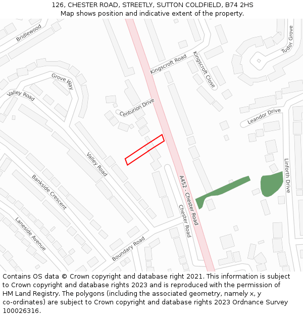 126, CHESTER ROAD, STREETLY, SUTTON COLDFIELD, B74 2HS: Location map and indicative extent of plot