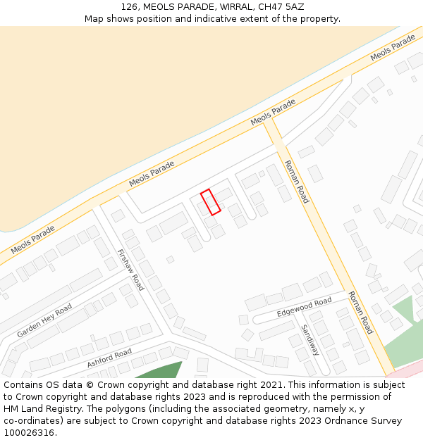 126, MEOLS PARADE, WIRRAL, CH47 5AZ: Location map and indicative extent of plot
