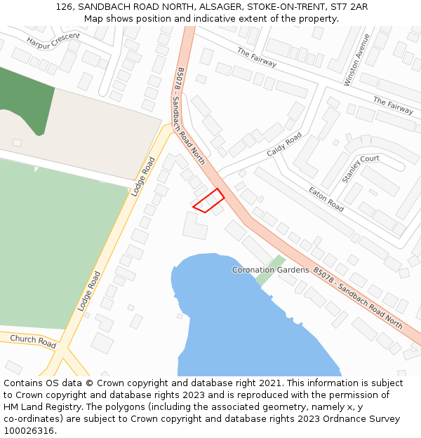 126, SANDBACH ROAD NORTH, ALSAGER, STOKE-ON-TRENT, ST7 2AR: Location map and indicative extent of plot