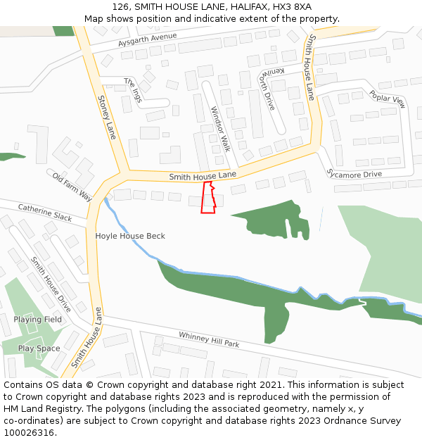 126, SMITH HOUSE LANE, HALIFAX, HX3 8XA: Location map and indicative extent of plot