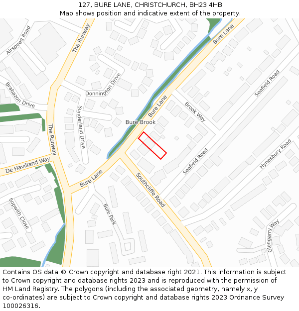 127, BURE LANE, CHRISTCHURCH, BH23 4HB: Location map and indicative extent of plot