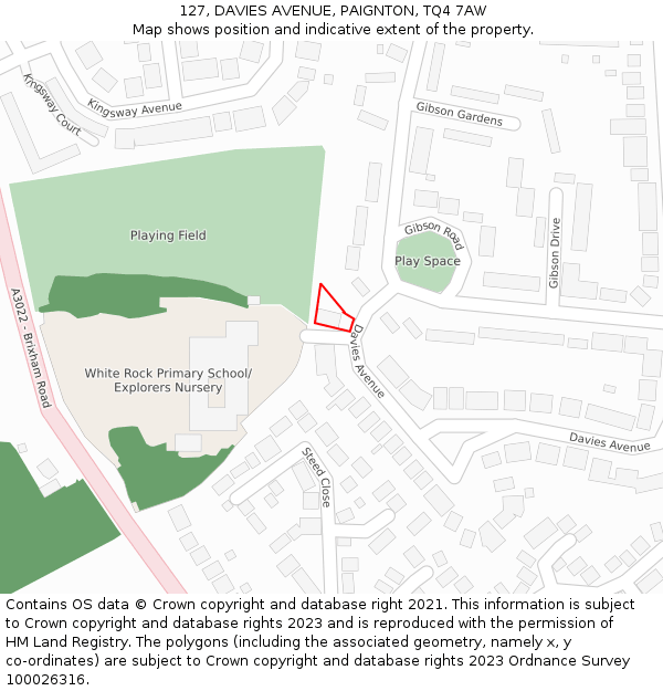 127, DAVIES AVENUE, PAIGNTON, TQ4 7AW: Location map and indicative extent of plot