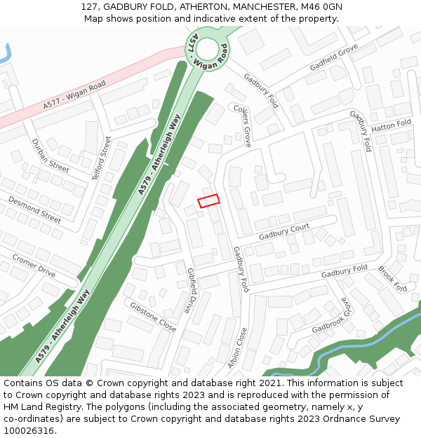 127, GADBURY FOLD, ATHERTON, MANCHESTER, M46 0GN: Location map and indicative extent of plot