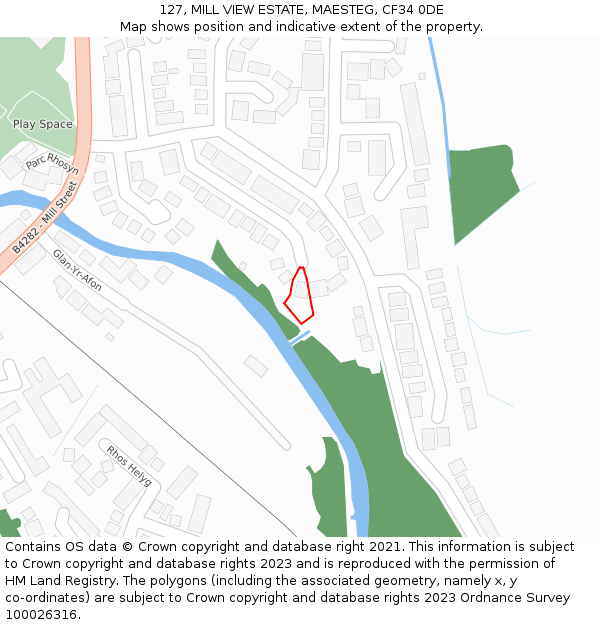 127, MILL VIEW ESTATE, MAESTEG, CF34 0DE: Location map and indicative extent of plot