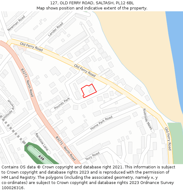 127, OLD FERRY ROAD, SALTASH, PL12 6BL: Location map and indicative extent of plot