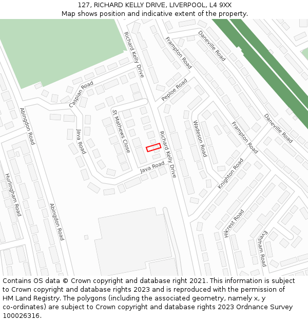 127, RICHARD KELLY DRIVE, LIVERPOOL, L4 9XX: Location map and indicative extent of plot
