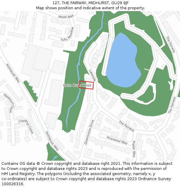 127, THE FAIRWAY, MIDHURST, GU29 9JF: Location map and indicative extent of plot