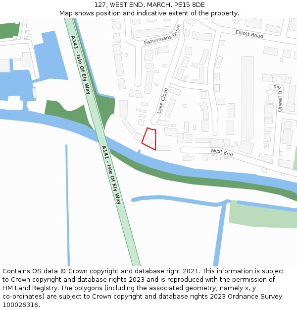 127, WEST END, MARCH, PE15 8DE: Location map and indicative extent of plot