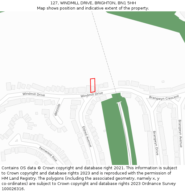 127, WINDMILL DRIVE, BRIGHTON, BN1 5HH: Location map and indicative extent of plot