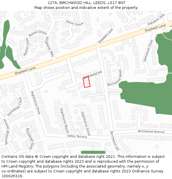 127A, BIRCHWOOD HILL, LEEDS, LS17 8NT: Location map and indicative extent of plot