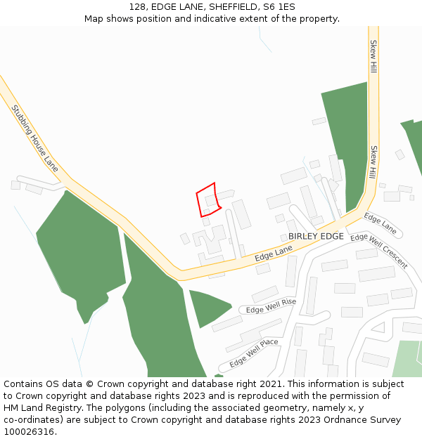 128, EDGE LANE, SHEFFIELD, S6 1ES: Location map and indicative extent of plot