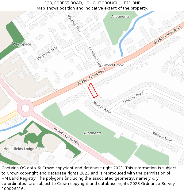 128, FOREST ROAD, LOUGHBOROUGH, LE11 3NR: Location map and indicative extent of plot