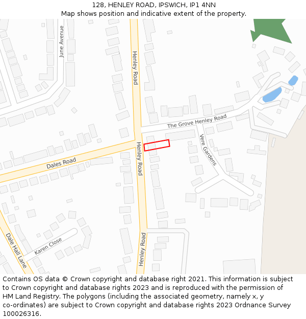 128, HENLEY ROAD, IPSWICH, IP1 4NN: Location map and indicative extent of plot