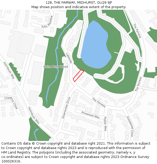 128, THE FAIRWAY, MIDHURST, GU29 9JF: Location map and indicative extent of plot