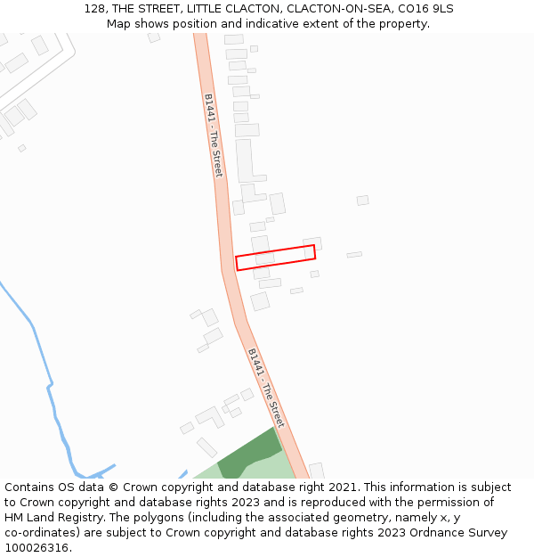 128, THE STREET, LITTLE CLACTON, CLACTON-ON-SEA, CO16 9LS: Location map and indicative extent of plot