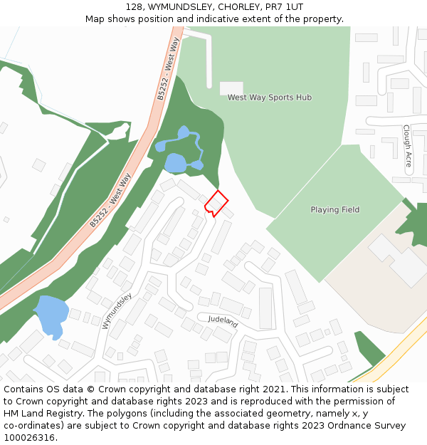 128, WYMUNDSLEY, CHORLEY, PR7 1UT: Location map and indicative extent of plot