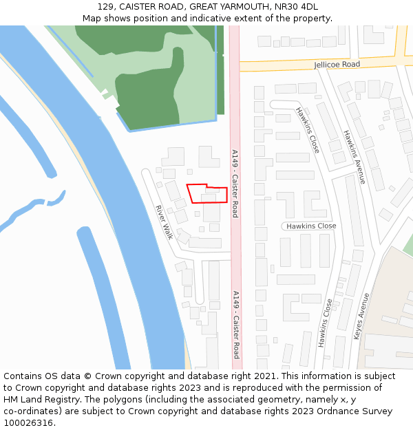 129, CAISTER ROAD, GREAT YARMOUTH, NR30 4DL: Location map and indicative extent of plot