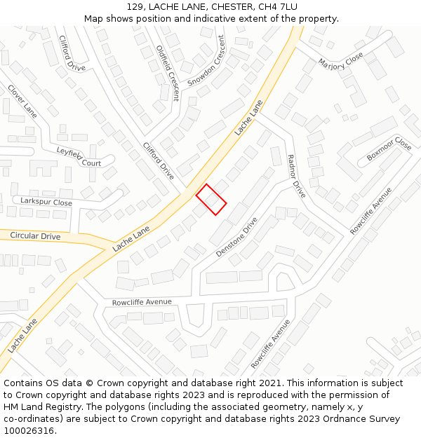 129, LACHE LANE, CHESTER, CH4 7LU: Location map and indicative extent of plot