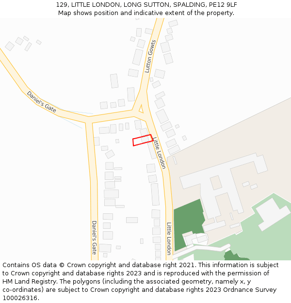 129, LITTLE LONDON, LONG SUTTON, SPALDING, PE12 9LF: Location map and indicative extent of plot