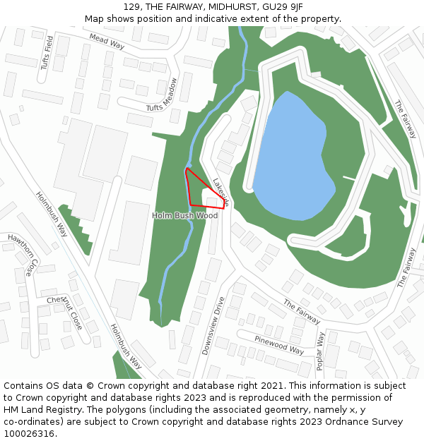 129, THE FAIRWAY, MIDHURST, GU29 9JF: Location map and indicative extent of plot