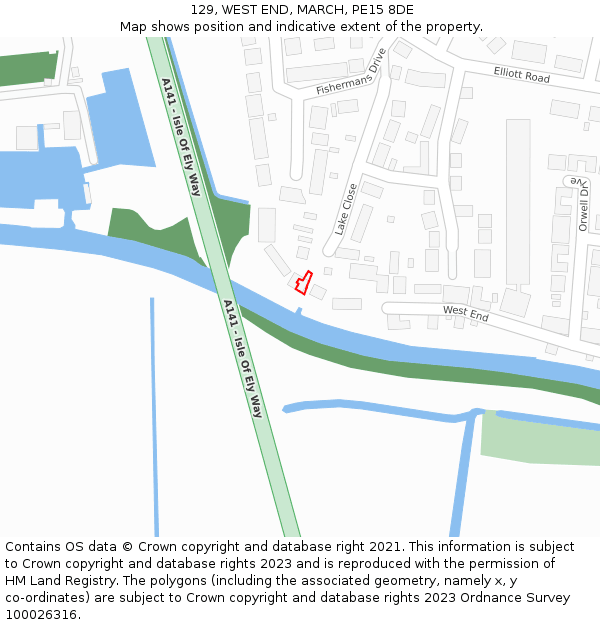129, WEST END, MARCH, PE15 8DE: Location map and indicative extent of plot