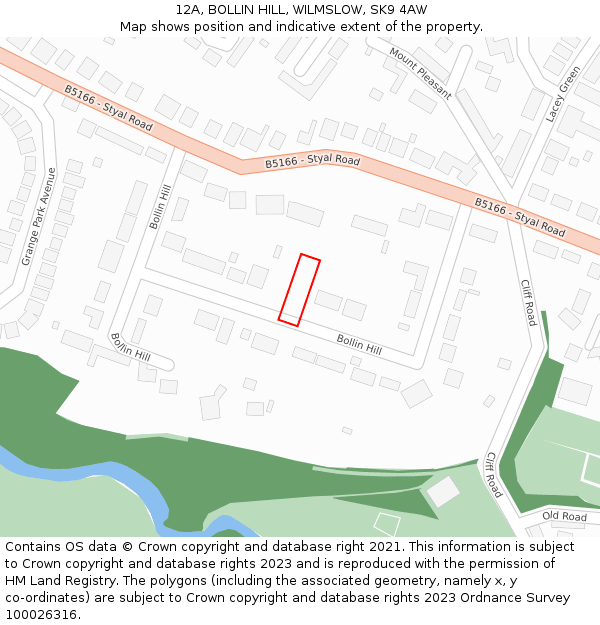12A, BOLLIN HILL, WILMSLOW, SK9 4AW: Location map and indicative extent of plot