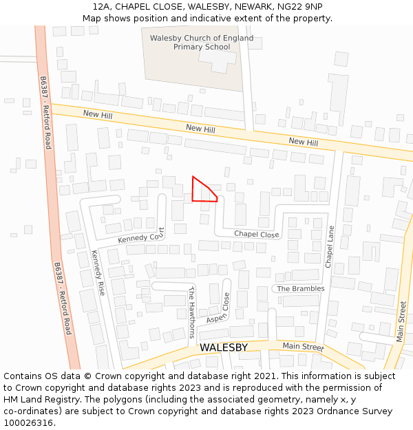 12A, CHAPEL CLOSE, WALESBY, NEWARK, NG22 9NP: Location map and indicative extent of plot