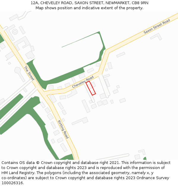 12A, CHEVELEY ROAD, SAXON STREET, NEWMARKET, CB8 9RN: Location map and indicative extent of plot