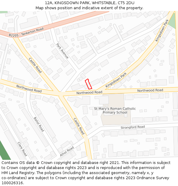12A, KINGSDOWN PARK, WHITSTABLE, CT5 2DU: Location map and indicative extent of plot